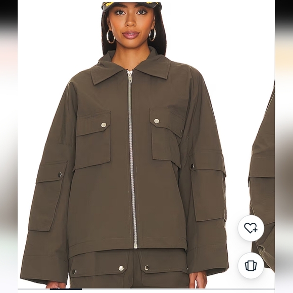 BY.DYLN Zach Utility Nylon Jacket in Coal/olive green. Size Small - Picture 5 of 16